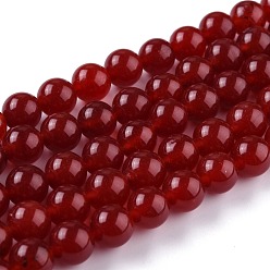 Коричневый Натуральный белый нефритовые четки, круглые, окрашенные, коричневые, 10 мм, отверстие : 1.2 мм, около 38 шт / нитка, 14.96 дюйм (38 см)