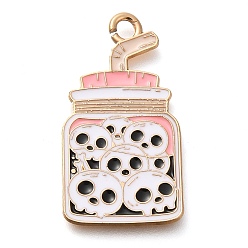 Bottle Pendentifs en émail , or, crane, bouteille, 29x16x1mm, Trou: 2mm