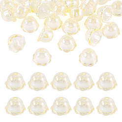 Светло-желтый 30 шт., акриловые колпачки с УФ-покрытием, цветок, светло-желтый, 24x15.5 мм, отверстие : 3 мм, внутренний диаметр: 16.5 мм