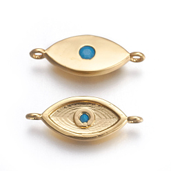 Матовый Золотой Цвет Латунные микро проложить кубических ссылки циркония, без кадмия и без свинца, лошадиный глаз , глубокое синее небо, матовый золотой цвет, 7x17.5x2.5 мм, отверстие : 1 мм