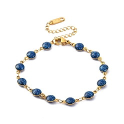 Синий Ионное покрытие (ip) 304 сетка из нержавеющей стали, эмалевый браслет для женщин, реальный 18 k позолоченный, синие, внутренний диаметр: 1-3/4 дюйм (4.5 см)