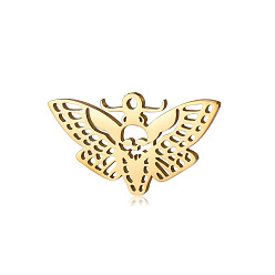 Golden 201 Stainless Steel Pendants, Moth Charms, Golden, 30x17mm