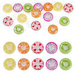 Gemischte Farbe 15pcs transparente Harz-Cabochons, Fruchtdonut, mit Glitzerpulver, Gemischte Farbe, 20.5x6.5 mm