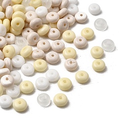 Бледно-Золотистый Имитация нефритовые четки стекла, шариков Rondelle, бледно золотарник, 6~6.5x3.5 мм, отверстие : 1.2~1.4 мм, Около 5000 шт / 1000 г