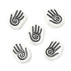 Черный Фарфоровые бусины ручной работы, ладонь, чёрные, 20x16.5x7.5 мм, отверстие : 2.5 мм