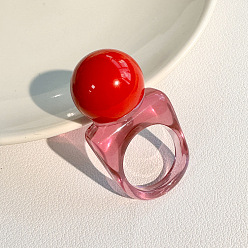 Светло-Вишневый Круглые кольца из смолы с бусинами на палец, светло-вишневый, 18 мм