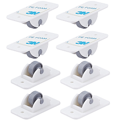 White Self Adhesive Universal Caster Wheels, Mini Swivel Wheels, for Bins Bottom Storage Box Furniture Trash Can, White, 47x23x17mm, Hole: 3mm, 4pcs/set