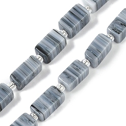 Серебро Бусы лэмпворк ручной работы, прямоугольник с бисером, серебряные, 11~12x5.5~6.5x5~6 мм, отверстие : 0.7 мм, около 30~32 шт / нитка, 16.14'' (41 см)