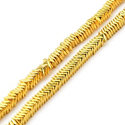 с Золотистым Покрытием Гальванические немагнитная синтетический гематит бисер пряди, бисер нитей, квадратный, с золотым покрытием, о: 4x4x1~1.5 мм, отверстие : 0.9 мм, около 370 шт / нитка, 16.22'' (41.2 см)