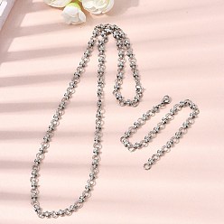 Нержавеющая Сталь Цвет 304 Наборы украшений из браслета и ожерелья из нержавеющей стали с цепочкой., с карабин-лобстерами , цвет нержавеющей стали, 615 мм