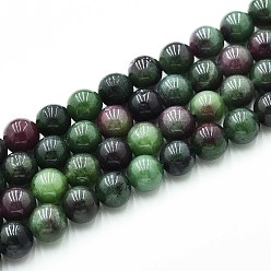 Темно-оливково-зеленый Природного кварца нитей бисера, окрашенные, круглые, имитация рубин в цоизита, темно-оливковый зеленый, 8~8.5 мм, отверстие : 0.9~1 мм, около 45~47 шт / нитка, 14.96~15.35 дюйм (38~39 см)