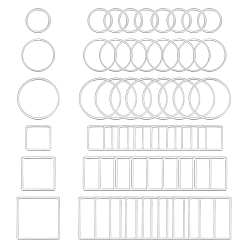 Нержавеющая Сталь Цвет Нержавеющая сталь связи кольца, для изготовления ювелирных изделий, кольцо и квадрат, цвет нержавеющей стали, 68x52x11 мм, 60 шт / коробка