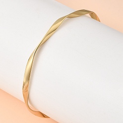 Золотой Витые 304 браслеты из нержавеющей стали для женщин, золотые, внутренний диаметр: 2.54 дюйм (6.45 см)