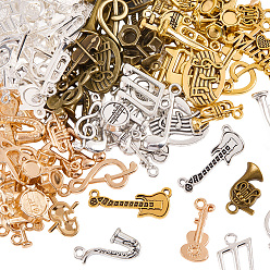 (52) Непрозрачная лаванда 1 набор подвесок в виде музыкальных инструментов из цинкового сплава в тибетском стиле, разноцветные, 17~30.5x7~19.5x1~5.5 мм, отверстие : 1~1.8 мм