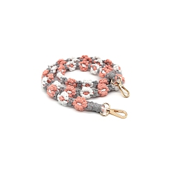 Salmon Macrame Daisy Cotton Rope & Polyester Weave Bag Handles, for Bag Making, Salmon, 130x2cm