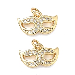 Настоящее золото 18K Латунные микро проложить кубического циркония подвески, маска прелести, без свинца и без кадмия, стойки покрытие, долговечный, реальный 18 k позолоченный, 8x13x3 мм, Перейти кольцо: 4x0.8 мм, внутренний диаметр: 2.5 мм