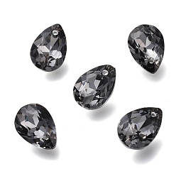 Silver Night Shade Стеклянные стразы подвески, с покрытием на задной стороне, граненые, слеза, серебряный ночной оттенок, 11.5x8x5 мм, отверстие : 1.5 мм