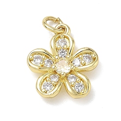 Crystal Brass with Rhinestone Pendants, Flower Charms, Golden, Crystal, 17x15x4mm, Hole: 3mm
