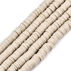Светло-коричневый Полимерной глины ручной работы бисер нитей, для поделок ювелирных изделий, Heishi бусы, Диск / плоские круглые, загар, 6x0.5~1 мм, отверстие : 1.8 мм, около 290~320 шт / нитка, 15.75 дюйм ~ 16.14 дюйм (40~41 см)