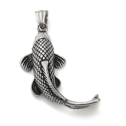 Античное Серебро 304 подвески из нержавеющей стали, рыбы прелести, античное серебро, 45x35x13 мм, отверстие : 8.5x5 мм
