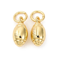 Rugby Латунные подвески, шарм-талисманы, без кадмия и без свинца, реальный 18 k позолоченный, стойки покрытие, долговечный, с целью перехода в кольце, регби, 11x5x5.5 мм, отверстие : 3.2 мм