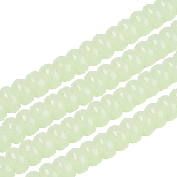 Светло-зеленый 3 нити из искусственного нефрита и стеклянных бусин, рондель, светло-зеленый, 8~8.5x4.5~5 мм, отверстие : 1.2 мм, около 75~77 шт / нитка, 14.96 дюйм (38 см)