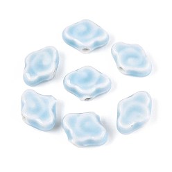 Светло-Голубой Фарфоровые бусины ручной работы, облако, фантазии античного стекла фарфора, Небесно-голубой, 10~12x16~16.5x6~6.5 мм, отверстие : 2.5~3 мм