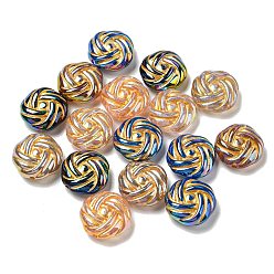 Couleur Mélangete Perles acryliques opaques, métal doré enlaça, fleur, couleur mixte, 16x7mm, Trou: 1.5mm