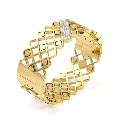 Золотой 304 женские браслеты на шарнирах из нержавеющей стали с кристаллами и стразами, золотые, 7/8 дюйм (2.3 см), внутренний диаметр: 2-3/8x1-7/8 дюйм (6.05x4.85 см)