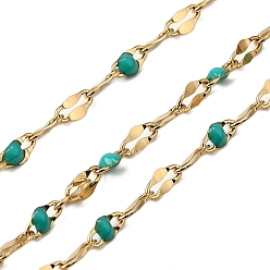 Темно-бирюзовый 304 цепи натяжные нержавеющие, с эмалью, пайки, с катушкой, реальный 18 k позолоченный, темные бирюзовый, 2 мм