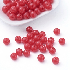 Red Fluorescent Acrylic Beads, Round, Red, 8mm, Hole: 1.5mm, about 1700pcs/500g