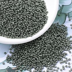 (RR1087) Galvanized Green Steel Миюки круглые бусины рокайль, японский бисер, 11/0, (rr 1087) оцинкованная зеленая сталь, 2x1.3 мм, отверстие : 0.8 мм, Около 1111 шт / 10 г