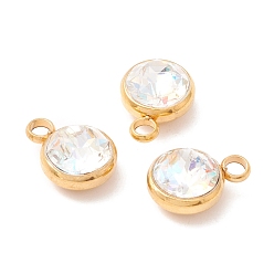 Разноцветный Ионное покрытие (ip) 304 нержавеющая сталь с k9 стеклом, реальный 18 k позолоченный, красочный, 13.5x10x6.5 мм, отверстие : 2.5 мм