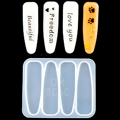 Белый Зажим для волос силиконовые формы, формы для литья смолы, для уф-смолы, изготовление ювелирных изделий из эпоксидной смолы, слеза, белые, 98x80x4.5 мм, внутренний диаметр: 70x20 мм