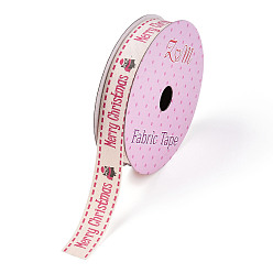 Слово Односторонние хлопковые ленты с принтом "с Рождеством Христовым", рождественские украшения, камелия, слово, 5/8 дюйм (16.5 мм), около 2.00 ярдов (1.82 м) / рулон