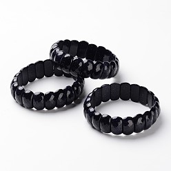 Синий Драгоценный Камень Синтетические синий голдстоуновские бисером браслеты простирания, граненые, овальные, 2-1/4 дюйм ~ 2-1/2 дюйм (57~65.5 мм)