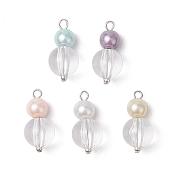(52) Непрозрачная лаванда 5 шт прозрачные акриловые подвески, со стеклянной жемчуг, круглые, разноцветные, 24.5x12 мм, отверстие : 2.2 мм