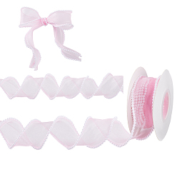 Pink 5 ярдов акриловых волокон складчатой ленты, кружевной отделкой, с пластиковой бисера, аксессуары для одежды, розовые, 1-5/8 дюйм (40 мм), около 5.00 ярдов (4.57 м) / рулон