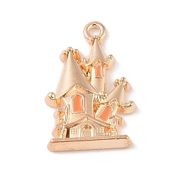 Light Gold Подвески из эмали и сплава, очарование замка, золотой свет, 23x14.5x3 мм, отверстие : 1.6 мм