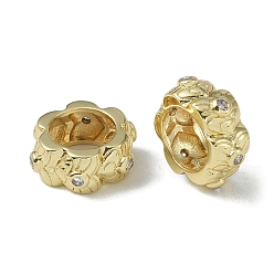 Настоящее золото 18K Стойки обшивки латунные бусины, бусины с большим отверстием, долговечный, без свинца и без кадмия, реальный 18 k позолоченный, 16.5x6.5 мм, отверстие : 6.5 мм