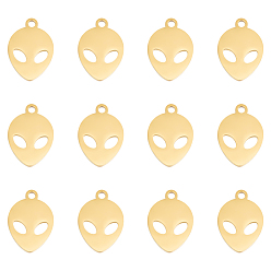 Золотой 12 шт. 201 подвески из нержавеющей стали с лазерной резкой, ET, золотые, 15x10x1 мм, отверстие : 1.5 мм