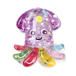 Осьминог Кабошоны из смолы на тему морских организмов, с блестка, осьминог, 29x24x7 мм