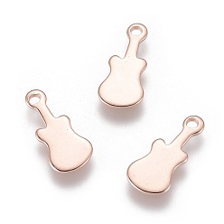 Розовое Золото 201 прелести нержавеющей стали, гитар, штамповка пустой метки, розовое золото , 14x6x0.7 мм, отверстие : 1.4 мм