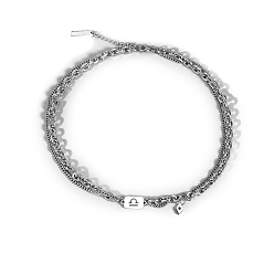 Libra Men's Constellation Stainless Steel Necklace, Cable & Curb Chains Double Layer Necklace, Libra, 20.08~31.50 inch(51~80cm)