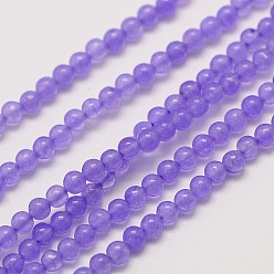 Лиловый Натуральный белый нефрит круглый шарик нити, окрашенные, сирень, 2.5 мм, отверстие : 0.8 мм, около 152 шт / нитка, 15.5 дюйм