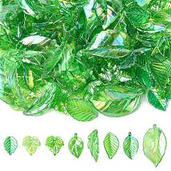 (52) Непрозрачная лаванда 160 шт 8 стили УФ-покрытие акриловые подвески, лист, разноцветные, 23~53.5x14~28.5x3.5~7.5 мм, отверстие : 1.5~1.8 мм, 20 шт / стиль