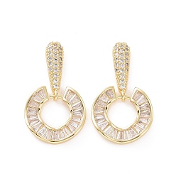 Прозрачный Серьги-гвоздики с кубическим цирконием, золотые латунные украшения для женщин, прозрачные, 30 мм, штифты : 0.8 мм