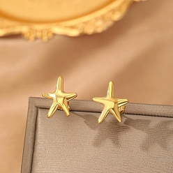 Золотой 304 из нержавеющей стали серьги, морская звезда, золотые, 10.5x13.5 мм