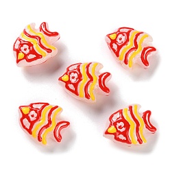 Красный Бусины лэмпворк , рыба, красные, 18x22.5x10.5 мм, отверстие : 1.2 мм