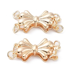 Real 18K Gold Plated Rack Plating Brass Box Clasps, 2-strand, 4-hole, Long-Lasting Plated, Bowknot, Real 18K Gold Plated, 10x24x4.5mm, Hole: 2.3mm